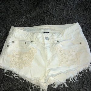 American Eagle White/Lace Jean Shorts